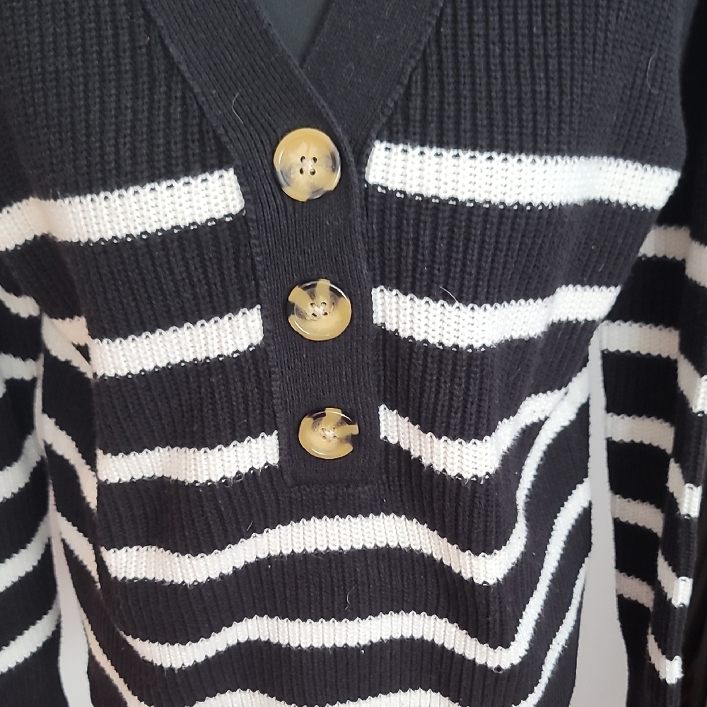 Rachel Zoe  Black and White Striped  Sweater - Picture 3 of 9